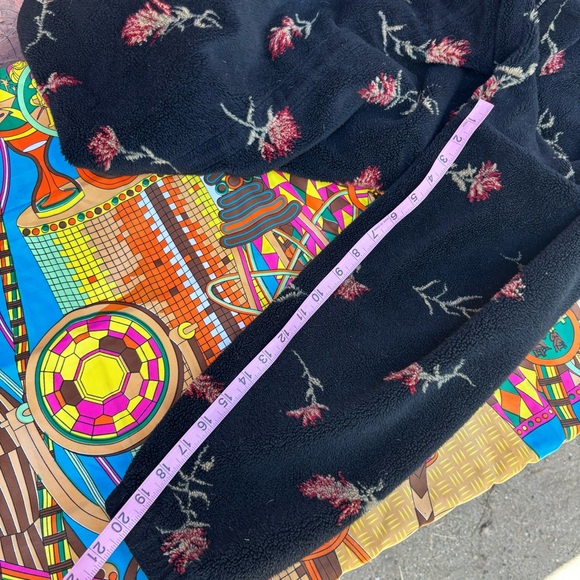 VTG Early Winters Womens Jacket Large Black Full Zip Fleece Floral Vintage - Picture 9 of 12